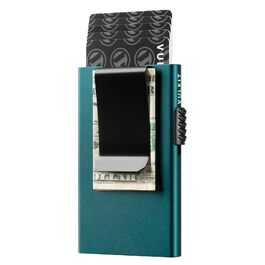 Чоловічий картхолдер VULKIT з RFID-захистом та Pop-Up системою, мінімалістичний тонкий гаманець зі сталевою затискачею для купюр (Смарагдово-зелений)