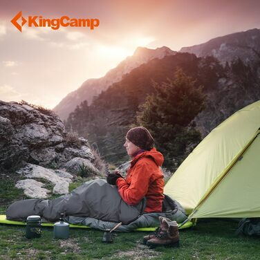 KingCamp Double Sleeping Bag - Winter Adult Sleeping Bag for 2 People with Carry Bag - Outdoor Camping (Gray)