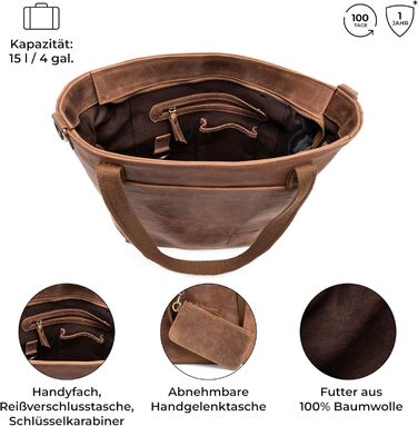 Сумка жіноча шкіряна через плече Berliner Bags Verona вінтажний стиль, велика сумка-шопер з YKK блискавкою, колір верблюжий