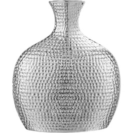 Torre & Tagus Helio Hammered Ceramic Vase - Tall Silver Finish