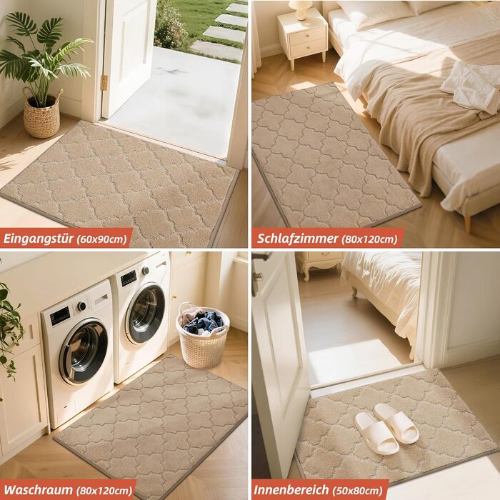 Килимок для входу COSY HOMEER 50x80 см, бежевий, вологозахисний, антиковзкий, машинне прання, для дому, кухні, коридору