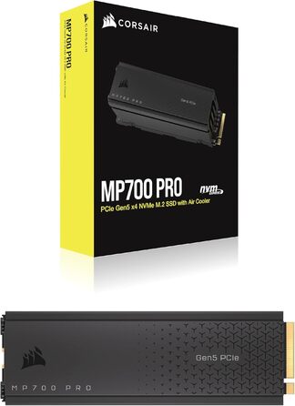 SSD Corsair MP700 PRO 2TB M.2 PCIe Gen5 x4 NVMe 2.0 - Швидкість до 11700 MB/s, TLC NAND, з кулером, чорний