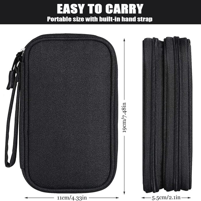 Органайзер для кабелів та аксесуарів для подорожей (чорний)