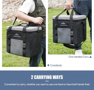 Термосумка INSMEER 40L сіра для кемпінгу, пікніка, пляжу - 60 банок