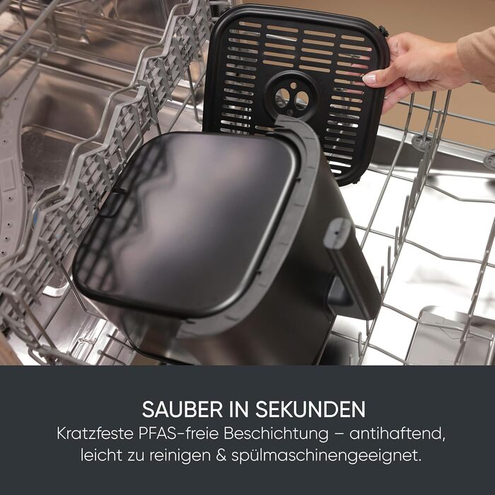 Фритюрниця Severin Max Zone Flex 9L з 2 зонами, для приготування без олії, з функцією сушки, 2600W, чорний матовий