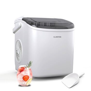 Klarstein Ice Maker - 12kg/24h, 2 sizes, 1.3L water tank, LED displays, transparent lid, portable, ice cube maker for parties/garden events