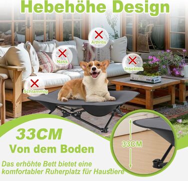 Зручне складане ліжко для собак - дихаюче, підняте, для собак до 60 кг, ідеально для кемпінгу та саду, Outdoor/Indoor, 87 x 87 x 33 см