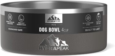 Миска для собак Hydrapeak, неслизька, з нержавіючої сталі, 907 мл / 1,8 л, різні розміри, 4 чашки, сірий (Графіт)