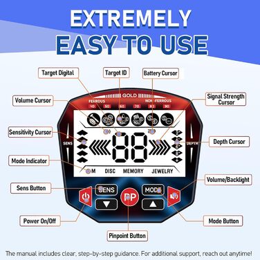 Металодетектор Pro Set: 5 режимів, для дорослих та дітей, водонепроникний IP68, з навушниками та лопаткою