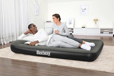 Надувне ліжко Bestway TriTech з вбудованим акумулятором та насосом Double XL, 203 x 152 x 30 см, сірий колір