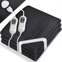Електрична ковдра Sinnlein Doppel-Wärmeunterbett 160x140 см з автовимкненням та 2 зонами нагріву | 3 температурні режими | Підкладка під ковдру з м'якого флісу, антрацит | Без візерунку 160 x 140 см