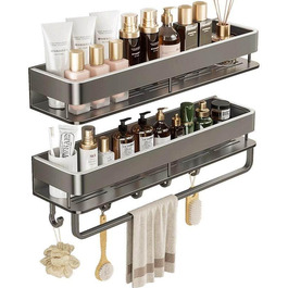 Двостороння кутова поличка для душу FOLAI 30 см (2 шт.) з нержавіючої сталі, без свердління, для зберігання шампуню та інших аксесуарів