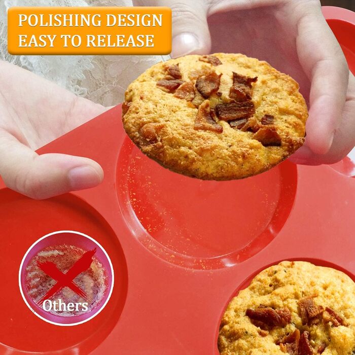 Premium Silicone Yorkshire Pudding Tray, Non-Stick Muffin Top Baking Mold, Muffin Tops and More, Food Grade and BPA-Free (1 Silicone Muffin Top Pan)