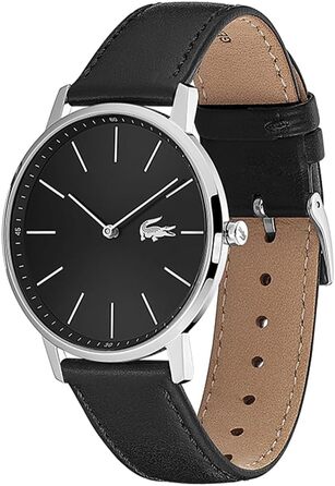 Годинник чоловічий Lacoste Moon Collection кварцовий з чорним шкіряним ремінцем 2011016
