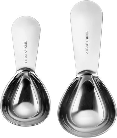 30ml and 15ml pieces, coffee measuring spoons, sugar, tea measuring, tablespoon, baking, utensil, cooking tool, measuring cup