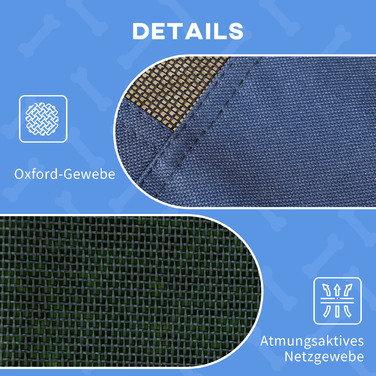 PawHut Outdoor Pet Bed with Canopy, Elevated, Mesh Fabric, UV Protection, Dark Blue, for Medium-Sized Dogs