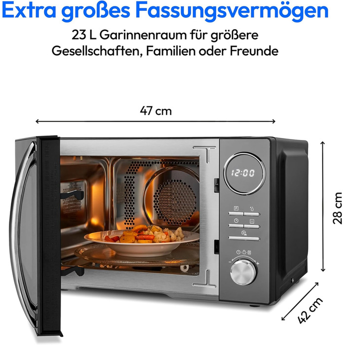 Мікрохвильова піч MEDION 3 в 1 з грилем та конвекцією (23 л, 900 Вт, 10 автопрограм, чорна) MD11493