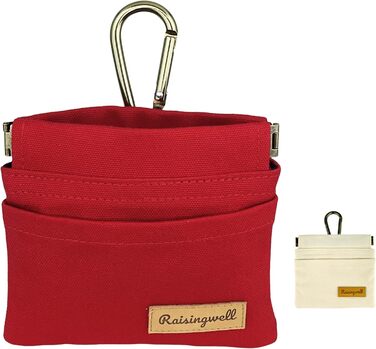 Сумка для корму для собак Leckerlibeutel – зручна для прогулянок, з міцної бавовни, з карабіном та самозакривною застібкою, ідеальна для подорожей та активного відпочинку (червона)