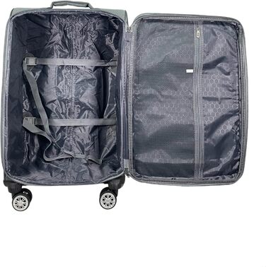 Чемодан-роликовий тканинний для подорожей, розширюваний, з подвійними колесами (M/L/XL/XXL або набір 4 шт.), м'який багаж (фіолетовий, ручна поклажа (55 см)), набір 3 шт. (сірий)