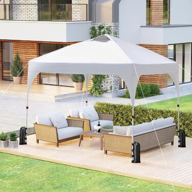 Yaheetech Pop-Up Gazebo 2.4 x 2.4 m, Adjustable Height Garden Gazebo, Waterproof & Sun Protection Party Tent, Garden Tent with Rolling Carry Bag for Outdoor Market, Garden, Courtyard, (White, 2.43x2.43m)