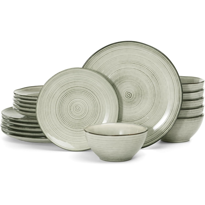 Сервіз Tempus Serie на 6 осіб (18 предметів), керамічний, для щоденного використання, безпечний у мікрохвильовці та посудомийній машині