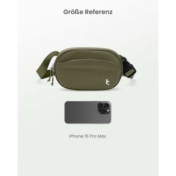 tomtoc жіноча поясна сумка, нагрудна сумка з RFID захистом, 1.5 л, зелена