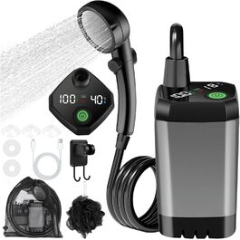 Портативний душ для кемпінгу з насосом Campingdusche 6000mAh, шланг 2м для подорожей, миття авто та саду