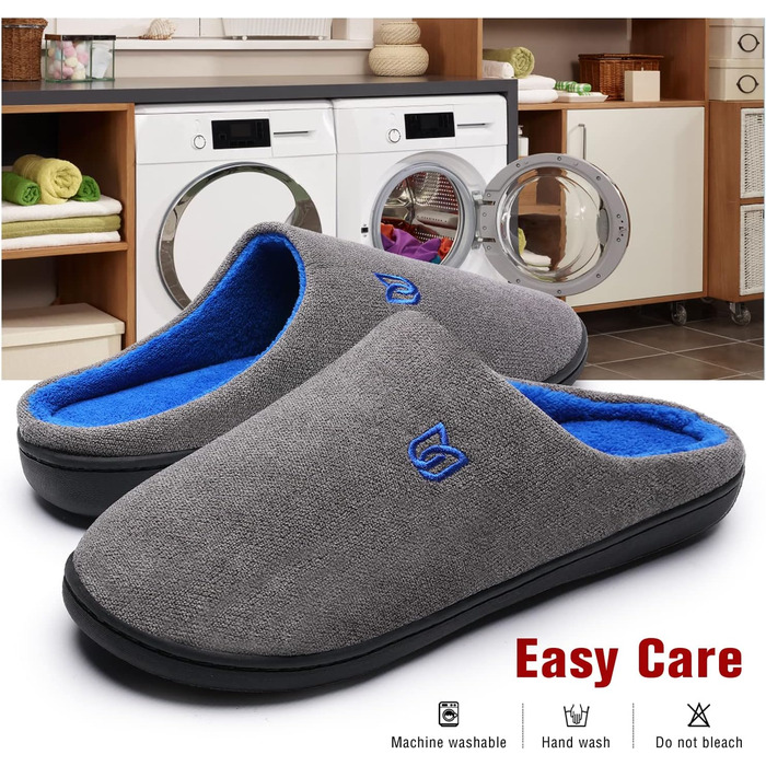 Тапочки для дому WateLves з Memory Foam для жінок та чоловіків, сірі та блакитні, 42/43 EU