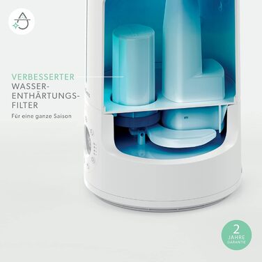 Leitz TruSens Ультразвуковий зволожувач повітря N-300, 45 м², з контролем вологості, для офісу, спальні та дитячої кімнати, 8 л, білий/сріблястий