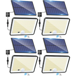 LOTMOS 2 Pack Solar Lights for Outdoor with Motion Sensor, 342 LED Outdoor Light Solar IP65 Waterproof Solar Spotlight 3 Modes with Remote Control, Solar Lamp Outdoor for Garden Garage Exterior (Cold White, 4 Pack)