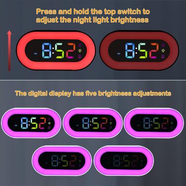 Digital Alarm Clock for Kids, Alarm Clock with Night Light for Girls Boys Teenagers Dual Alarms 18 Ring Tones Snooze Modes 12/24 Hour Format 5 Volume Adjustments