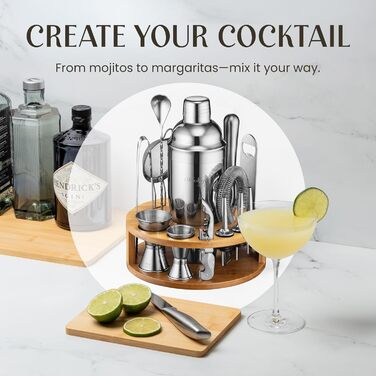 Набір для приготування коктейлів Mixology & Craft Cocktail Set 15-TLG. з нержавіючої сталі, барний аксесуар, сріблястий
