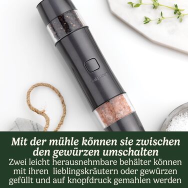 Електричні млини для солі та перцю Cuisinart | Набір | Без батарейок | Регулювання помелу | Сріблястий колір
