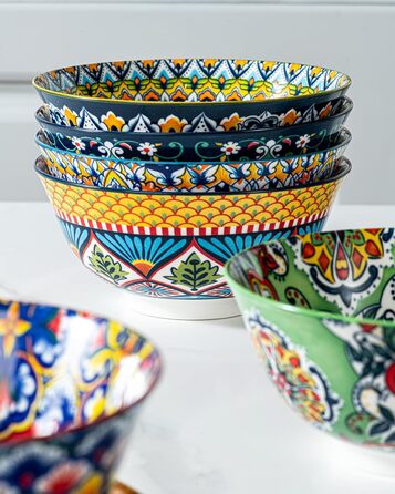 Тарілки для мюслі та супу HENXFEN, 6 шт. - кераміка, богемний стиль