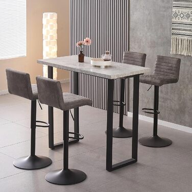 JYMTOM Adjustable Bar Stools Set - Velvet Padded Swivel Counter Stools for Bar, Kitchen, Bistro, Cafe & Dining Room (Set of 4, Grey)