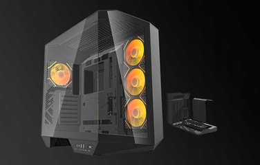Корпус для ПК DarkFlash DY470 ATX Cube Case, 4 вентилятори ARGB, з ручкою
