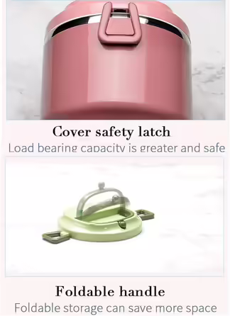 SANQIAHOME 4-Layer Multi-Layer Stackable Stainless Steel Lunch Box, Leak-Proof, Pink