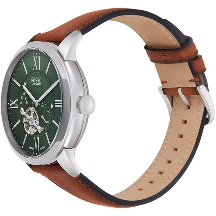 Годинник Fossil Townsman для чоловіків: механічний годинник з автоматичним заводом, сталевий або шкіряний ремінець (44 мм, темно-зелений)