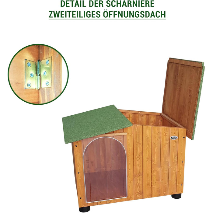 Будка для собак Legno Oasi з термозавісою (119x90x87 см) - для німецької доги, з масивного дерева, Made in Italy