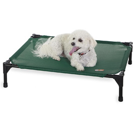 K&H Pet Products Elevated Outdoor Dog Bed, Breathable, Cooling, Elevated Cot Bed, Hammock for Large Dogs, Washable Mesh Cover, Elevated Metal Frame, Collapsible, (Green Mesh Fabric for All Seasons)
