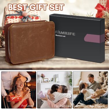 Набір для манікюру та педикюру FAMILIFE: 8 предметів з нержавіючої сталі, професійний, з кейсом, подарунок для чоловіків