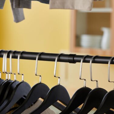 SoBuy KLS04-SCH Telescopic Rod Clothes Rack with 5 Clothes Rails and 2 Baskets Telescopic Wardrobe System Adjustable Shelving System B (209-311) x (200-285) cm