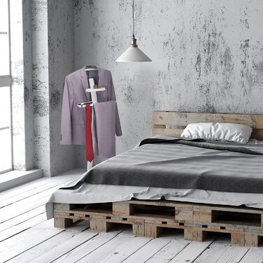Підставка для одягу Relaxdays, з полицею, для жакетів та штанів, 112x46x32 см, білий/сріблястий