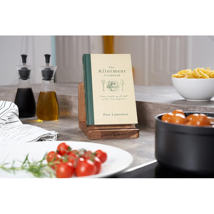 Cole & Mason H722134 Buckland Cookbook Stand and Tablet Stand made of Acacia Wood, Cookbook Holder for Kitchen, Not Dishwasher Safe