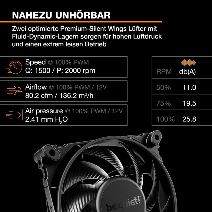 be quiet! Dark Rock Elite - Повітряний кулер з високою продуктивністю, 7 теплових трубок, вентилятори Silent Wings 120mm та 135mm PWM, тиха робота, Speed Switch