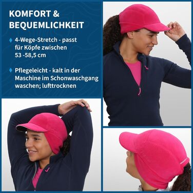TrailHeads Fleece Sport Mütze Damen - Флісова шапка для жінок TrailHeads з отвором для хвостика, зимова шапка з світловідбиваючим краєм, універсальний розмір (Magenta)