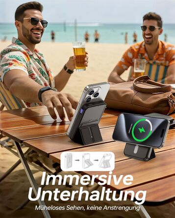 Powerbank MagSafe 10000mAh з PD 22.5W, бездротова зарядка, USB-C, LED-дисплей, чорний