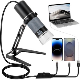 Цифрова мікроскоп-камера Ninyoon 1080P USB для iPhone, iPad, Android, PC, 50-1000x, з підсвічуванням, для монет, рослин, паяння, шкіри, скальпу