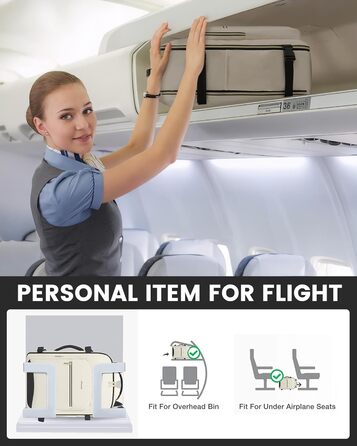 Рюкзак LOVEVOOK для ручної поклажі в літак, 40L, великий, для жінок, валіза-рюкзак, водонепроникний, для ноутбука 17 дюймів, для подорожей, бізнесу, роботи, відпочинку, хайкінгу, weekend (M, Бежевий+чорний)