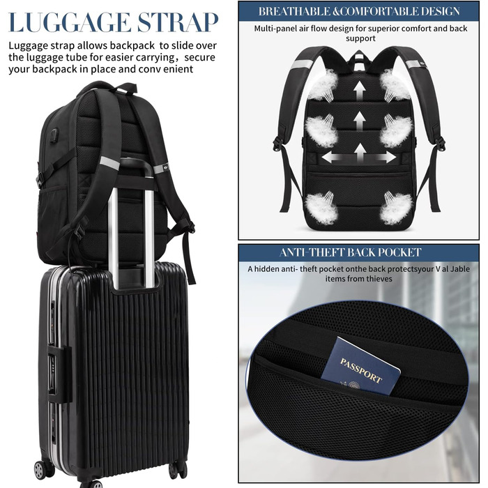 Чоловічий рюкзак 55L, водовідштовхуючий, з відділенням для ноутбука 18.4